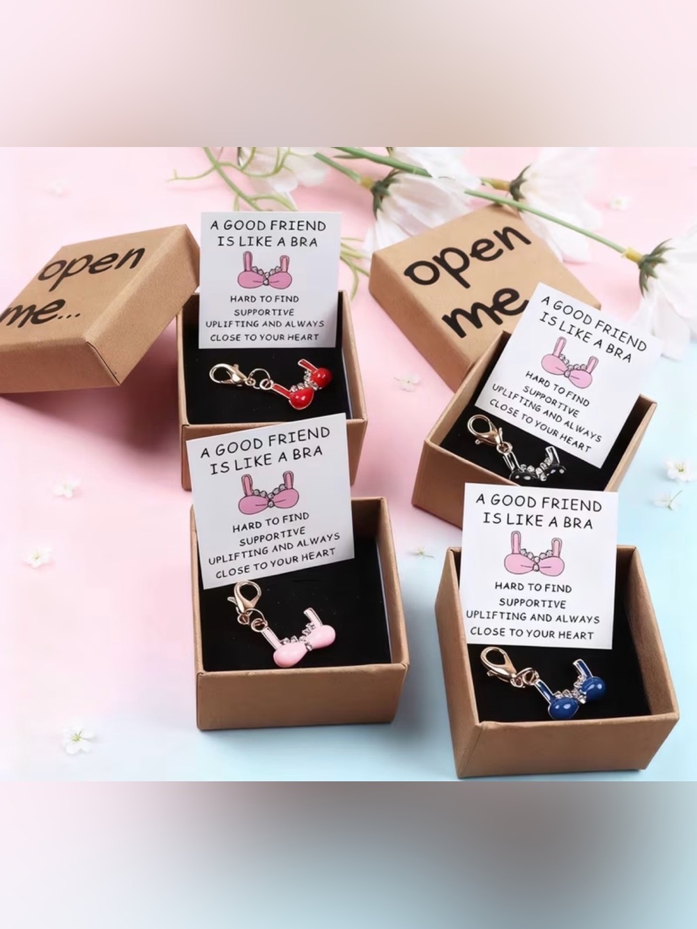 Cute Bra Charm Keychain Gift - Pink, Red, Blue, Black Options